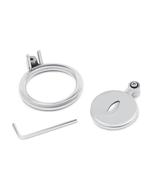 Lockmaster Stainless Steel Inverted Chastity Cage w/Cats Eye; Silver