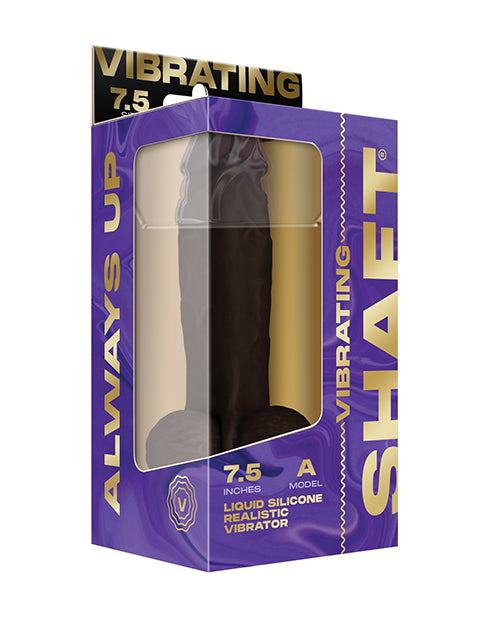 Shaft Flexskin Liquid Silicone 7.5" Vibrating Dong W/ Balls; Mahogany