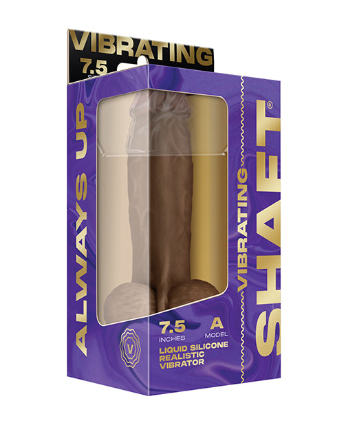 Shaft Flexskin Liquid Silicone 7.5" Vibrating Dong W/ Balls; Oak