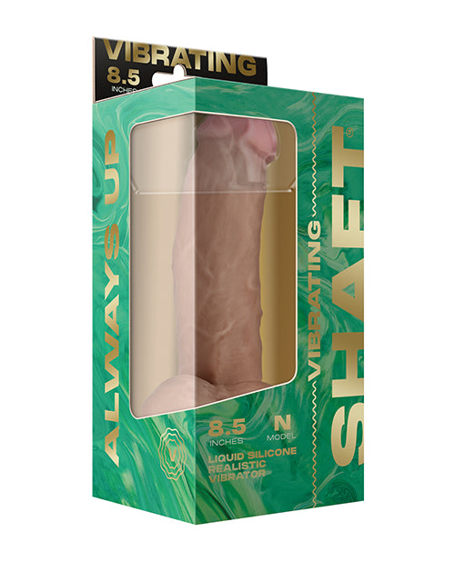 Shaft Flexskin Liquid Silicone 8.5" Vibrating Side Curve Dong W/ Balls; Pine