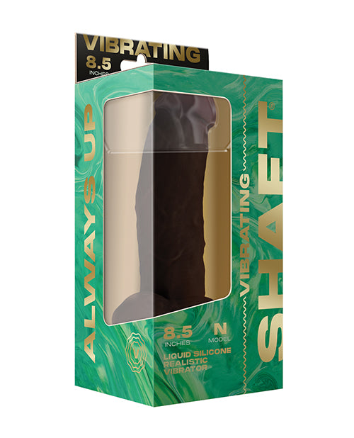 Shaft Flexskin Liquid Silicone 8.5" Vibrating Side Curve Dong W/ Balls; Mahogany