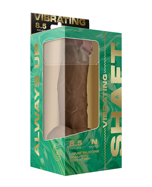 Shaft Flexskin Liquid Silicone 8.5" Vibrating Side Curve Dong W/ Balls; Oak