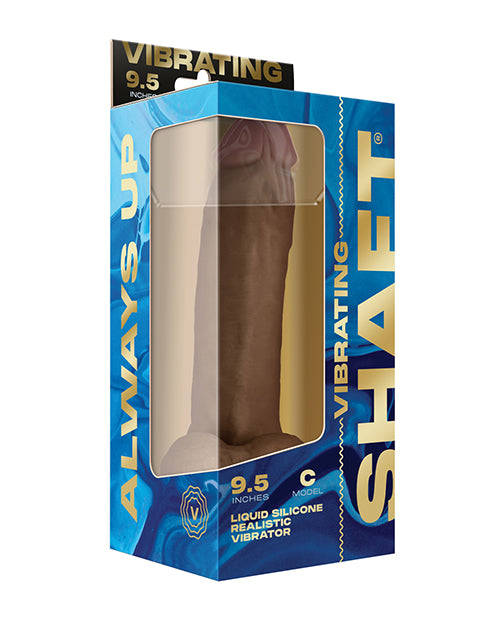 Shaft Flexskin Liquid Silicone 9.5" Vibrating Curved Dong W/ Balls; Oak
