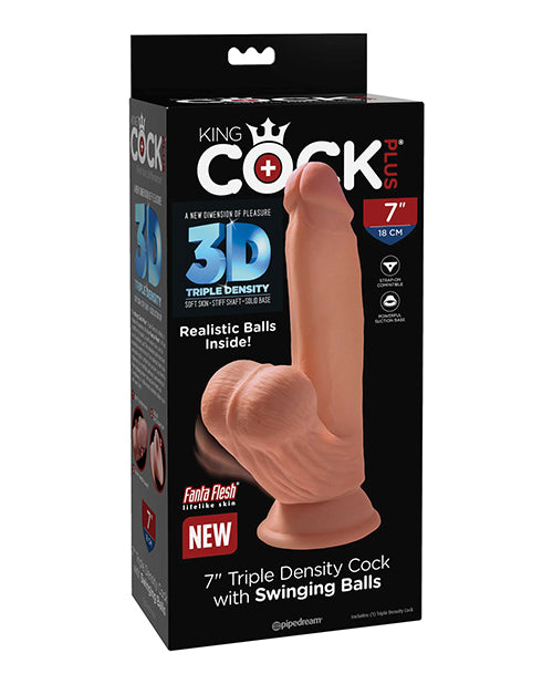 King Cock Plus 7" Triple Density Cock w/Swinging Balls; Tan