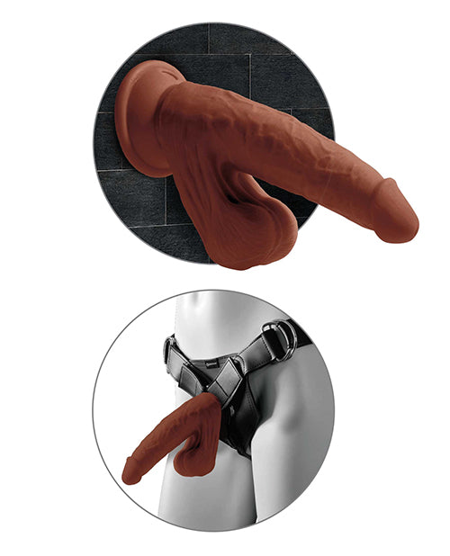 King Cock Plus 8" Triple Density Cock w/Swinging Balls; Brown