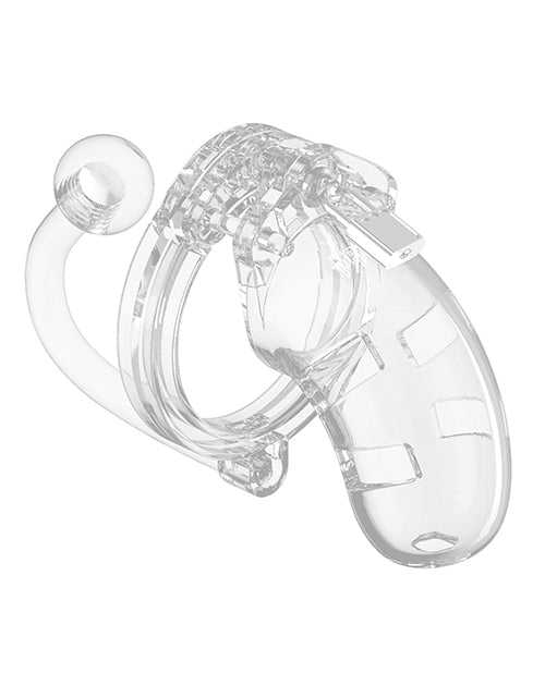 Shots Man Cage Chastity 3.5-Inch Cock Cage w/ Plug Model 10; Clear
