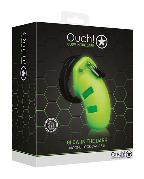 Shots Ouch 3.5-Inch Model 20 Cock Cage; Glow-in-the-Dark