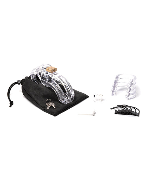 The Curve 3 3/4-Inch Curved Cock Cage & Lock Set; Clear