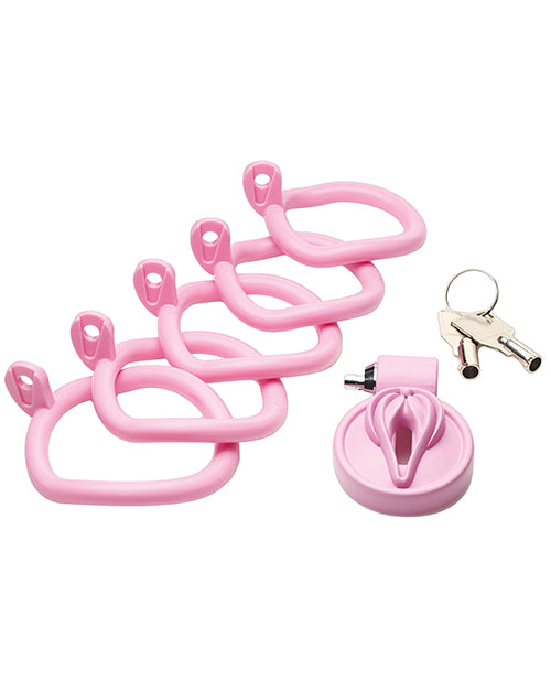 Master Series Pussification Vulva Locking Chastity Cage; Pink