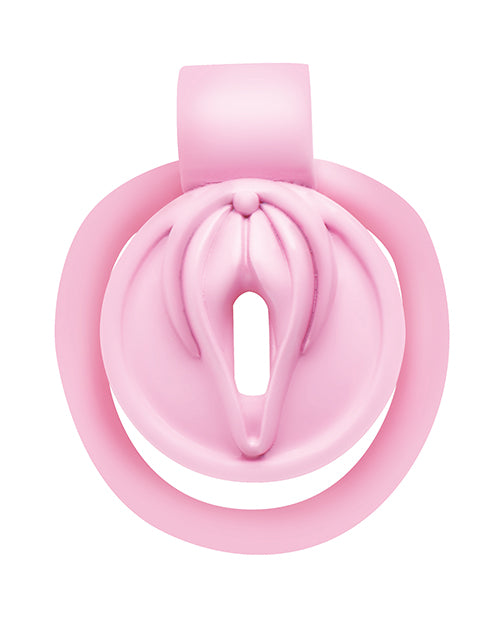 Master Series Pussification Vulva Locking Chastity Cage; Pink