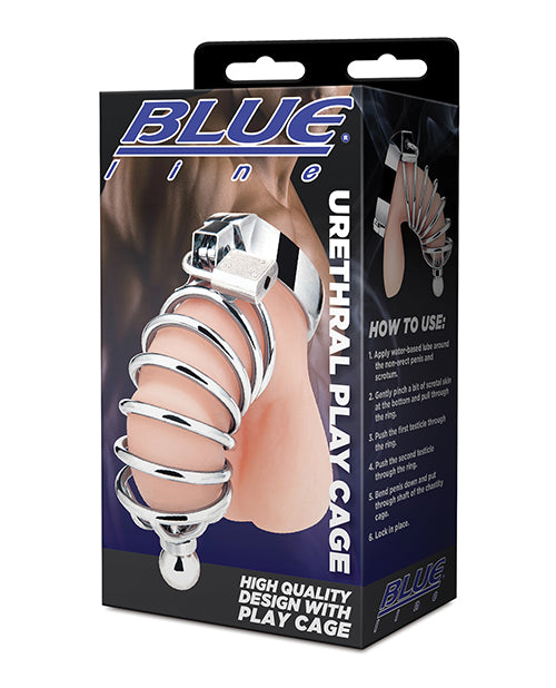 Blue Line Urethral Play Cage; Silver