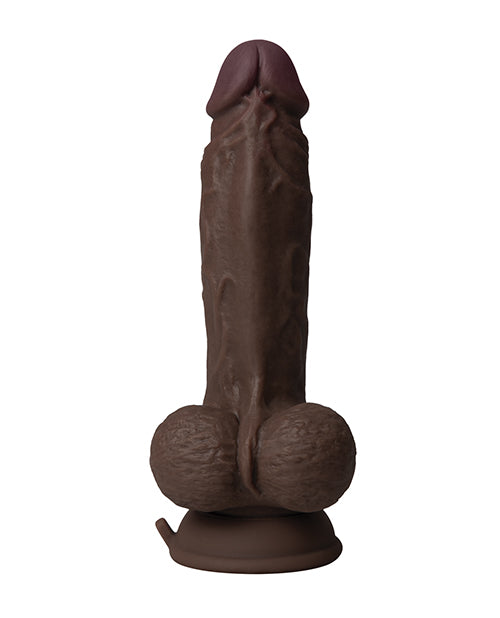 Shaft Flexskin Liquid Silicone 7.5" Vibrating Dong W/ Balls; Mahogany
