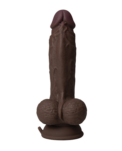 Shaft Flexskin Liquid Silicone 7.5" Vibrating Dong W/ Balls; Mahogany