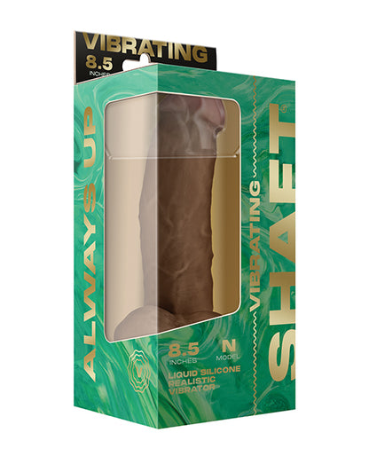 Shaft Flexskin Liquid Silicone 8.5" Vibrating Side Curve Dong W/ Balls; Oak