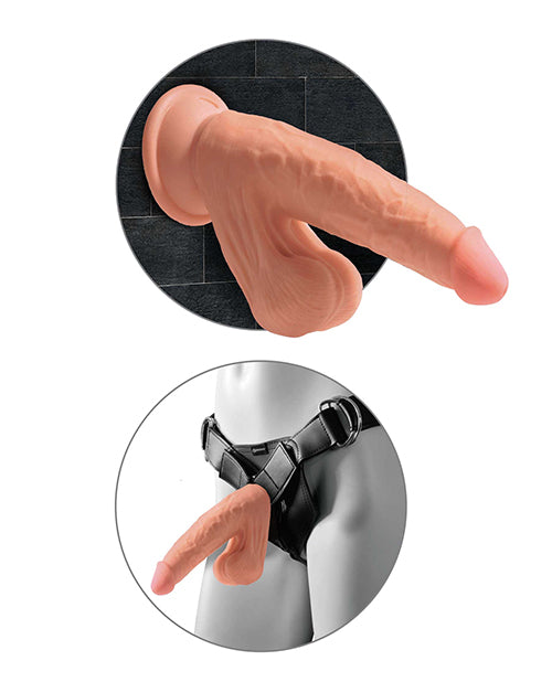 King Cock Plus 7" Triple Density Cock w/Swinging Balls; Tan