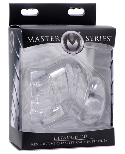 Master Series Detained 2.0 Restrictive Chastity Cage w/ Nubs; Clear