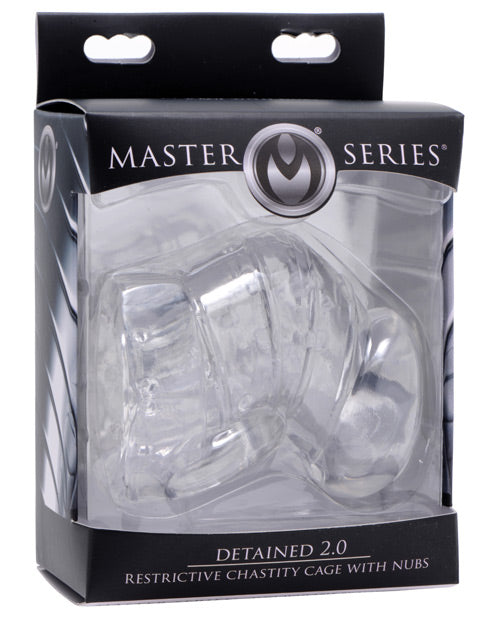 Master Series Detained 2.0 Restrictive Chastity Cage w/ Nubs; Clear